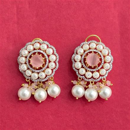 Cubic Zirconia Moti Earring With 2 Tone Plating