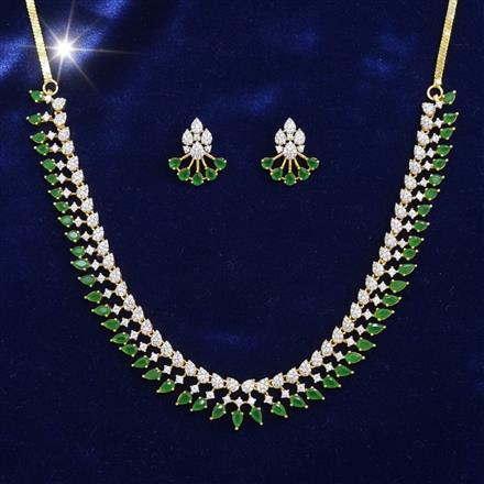 Cubic Zirconia Classic Necklace Set With 2 Tone Plating