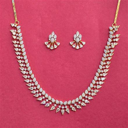 Cubic Zirconia Classic Necklace Set With 2 Tone Plating
