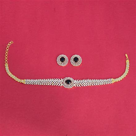 Cubic Zirconia Choker Necklace Set With 2 Tone Plating