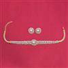 Cubic Zirconia Choker Necklace Set With 2 Tone Plating