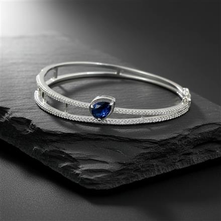 Cubic Zirconia Openable Kada With Rhodium Plating