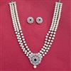 Cubic Zirconia Moti Necklace Set With Rhodium Plating