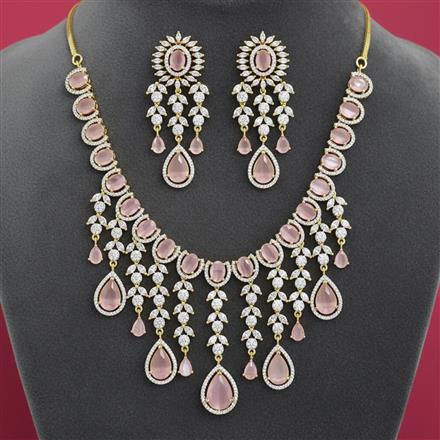 Cubic Zirconia Classic Necklace Set With 2 Tone Plating
