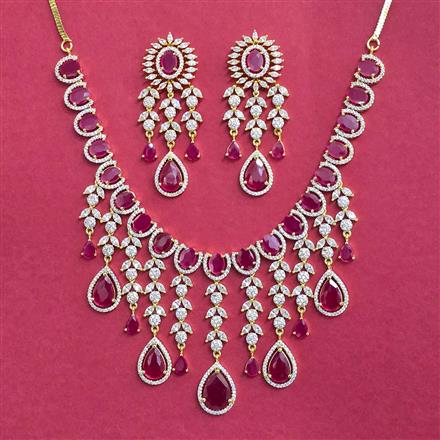 Cubic Zirconia Classic Necklace Set With 2 Tone Plating