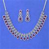 Cubic Zirconia Classic Necklace Set With Rhodium Plating