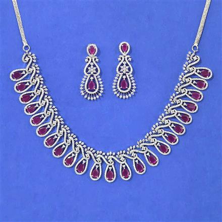 Cubic Zirconia Classic Necklace Set With Rhodium Plating