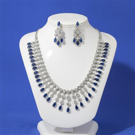 Cubic Zirconia Classic Necklace Set With Rhodium Plating