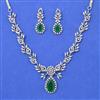 Cubic Zirconia Classic Necklace Set With Rhodium Plating