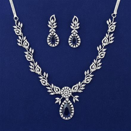 Cubic Zirconia Classic Necklace Set With Rhodium Plating
