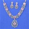 Cubic Zirconia Classic Necklace Set With Rhodium Plating
