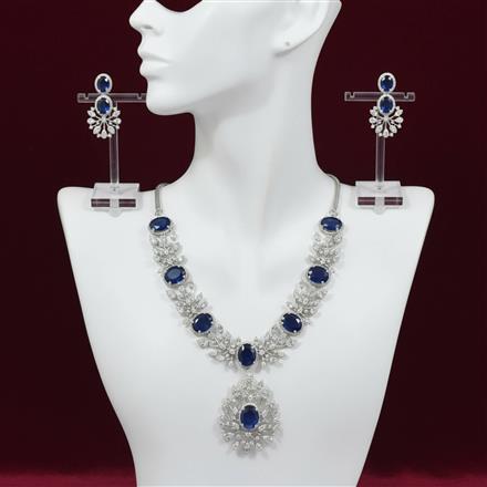 Cubic Zirconia Classic Necklace Set With Rhodium Plating