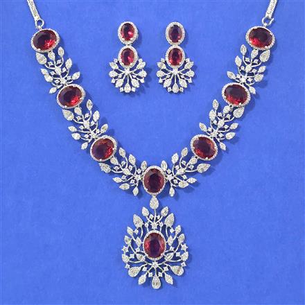 Cubic Zirconia Classic Necklace Set With Rhodium Plating