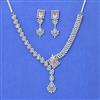 Cubic Zirconia Classic Necklace Set With Rhodium Plating