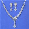 Cubic Zirconia Classic Necklace Set With Rhodium Plating