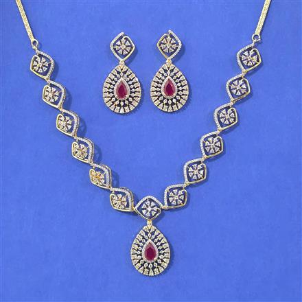 Cubic Zirconia Classic Necklace Set With 2 Tone Plating