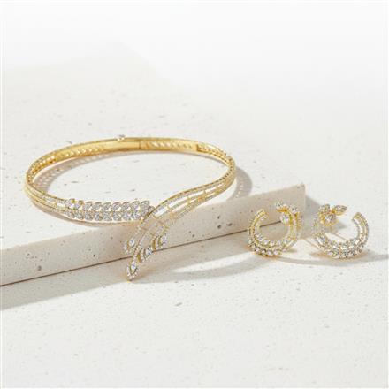 Cubic Zirconia Classic Necklace Set With 2 Tone Rhodium Plating