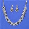 Cubic Zirconia Classic Necklace Set With Mehndi 2 Tone Rhodium Plating