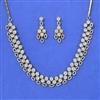 Cubic Zirconia Classic Necklace Set With Mehndi 2 Tone Rhodium Plating