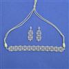 Cubic Zirconia Choker Necklace Set With Mehndi 2 Tone Rhodium Plating