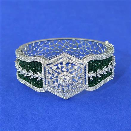 Cubic Zirconia Openable Kada With Rhodium Plating