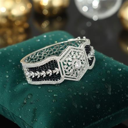 Cubic Zirconia Openable Kada With Rhodium Plating