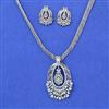 Cubic Zirconia Classic Pendant Set With 2 Tone Rhodium Plating