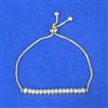 Cubic Zirconia Adjustable Bracelet With 2 Tone Rhodium Plating