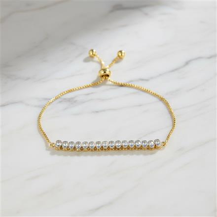Cubic Zirconia Adjustable Bracelet With 2 Tone Rhodium Plating