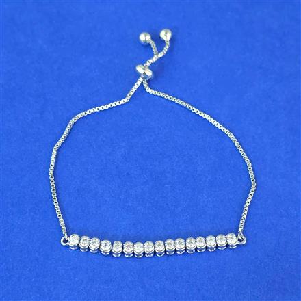 Cubic Zirconia Adjustable Bracelet With 2 Tone Rhodium Plating