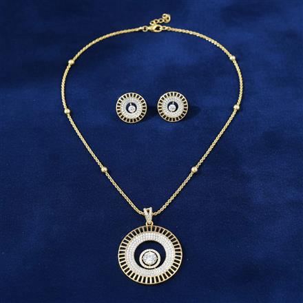 Cubic Zirconia Classic Pendant Set With 2 Tone Plating