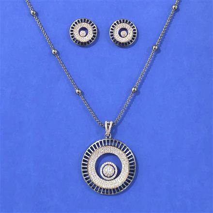 Cubic Zirconia Classic Pendant Set With Black Rose Rhodium Plating