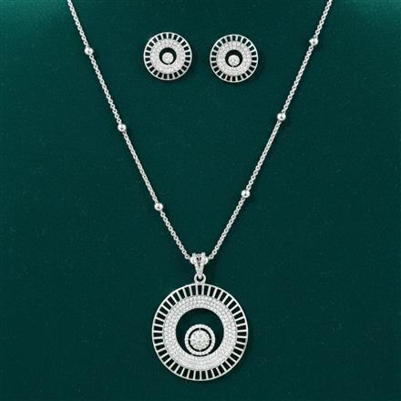 Cubic Zirconia Classic Pendant Set With Black Rose Rhodium Plating