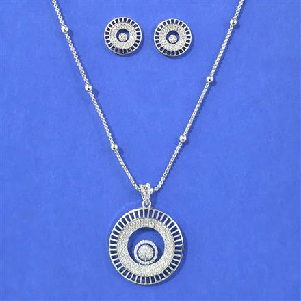 Cubic Zirconia Classic Pendant Set With Black Rose Rhodium Plating