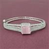Cubic Zirconia Classic Kada With Rhodium Plating