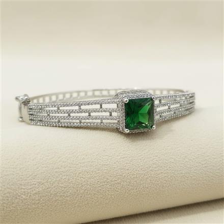 Cubic Zirconia Classic Kada With Rhodium Plating