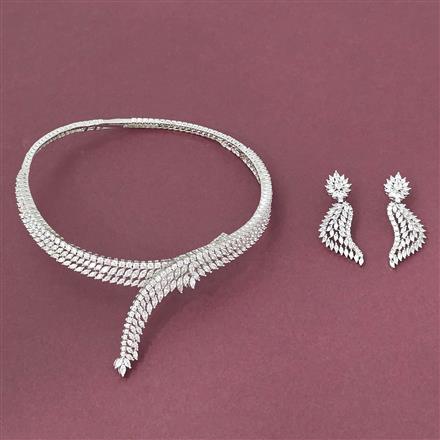 Cubic Zirconia Classic Necklace With 2 Tone Rhodium Plating