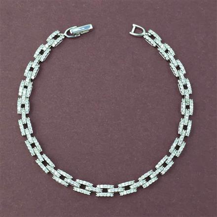 Cubic Zirconia Classic Bracelet With 2 Tone Rhodium Plating