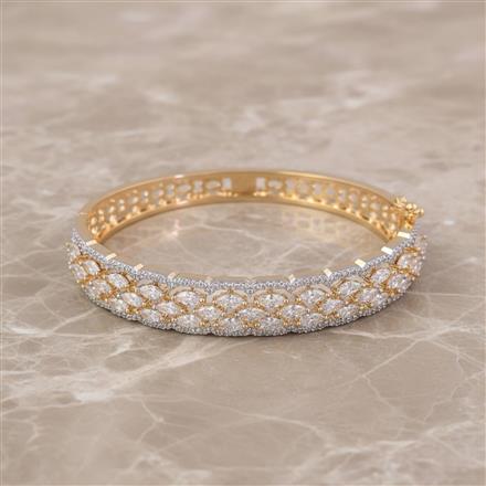 Cz Openable Kada With 2 Tone Rhodium Plating