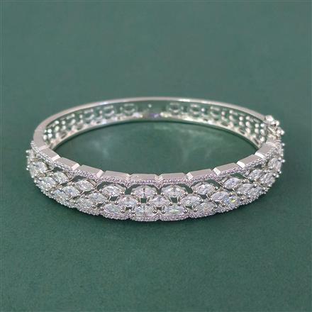 Cz Openable Kada With 2 Tone Rhodium Plating