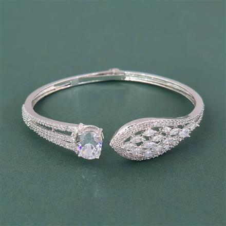 Cz Openable Kada With Rhodium Plating