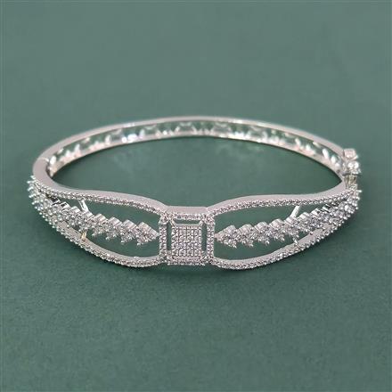 Cz Openable Kada With 2 Tone Rhodium Plating