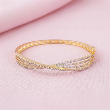 Cz Classic Kada With 2 Tone Rhodium Plating