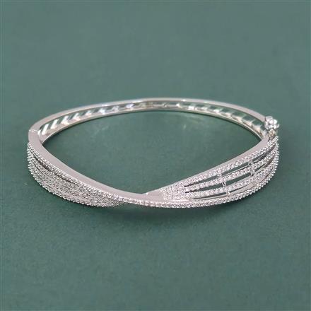 Cz Classic Kada With 2 Tone Rhodium Plating