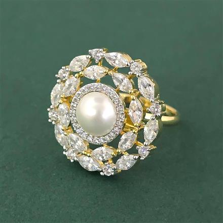 Cz Classic Ring With 2 Tone Rhodium Plating