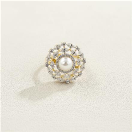 Cz Classic Ring With 2 Tone Rhodium Plating