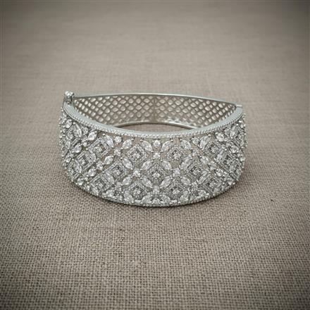 Cubic Zirconia Openable Kada With 2 Tone Rhodium Plating