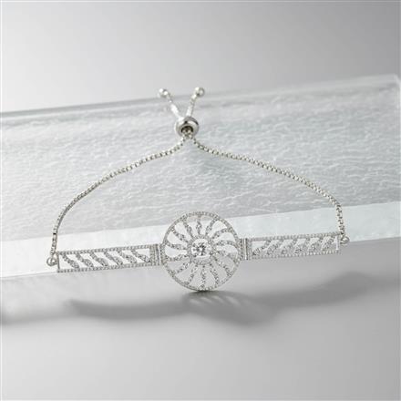 Cz Adjustable Bracelet With 2 Tone Rhodium Plating