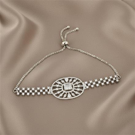 Cz Adjustable Bracelet With 2 Tone Rhodium Plating