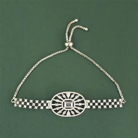 Cz Adjustable Bracelet With 2 Tone Rhodium Plating